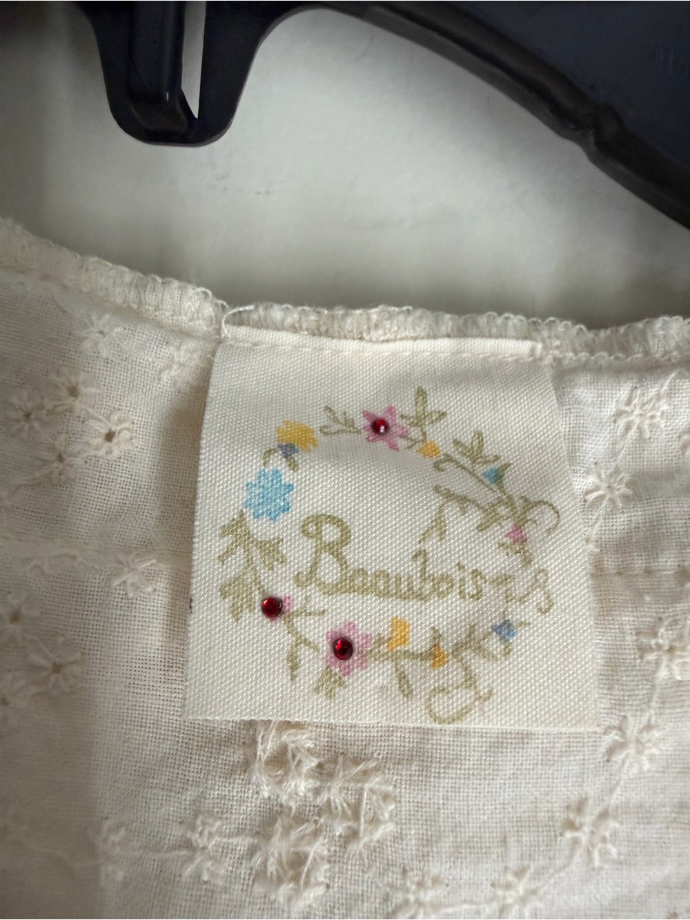 Beaubois Cream eyelet Lace-Up Ruffled Cotton Corset tank Top L cottagecore boho - Picture 6 of 11